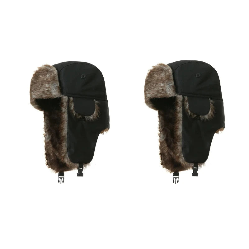 Unisex Warm Mens Women Trapper Cap Aviator Trooper Earflap Winter Flaps Ski Hat New Bomber Hats Russian Ski Hat Faux Fur Hats