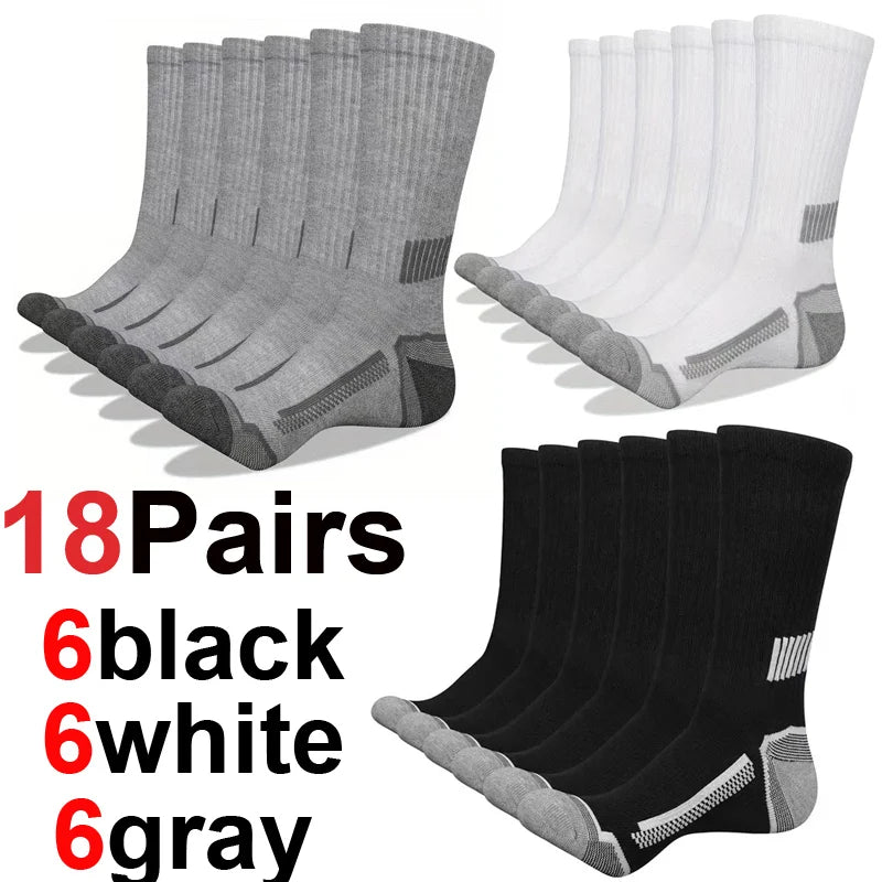 12Pairs of MEN'S Sports Socks, Sweat Absorbing, Comfortable and Breathable, Suitable for Basketball Training and Outdoor Running