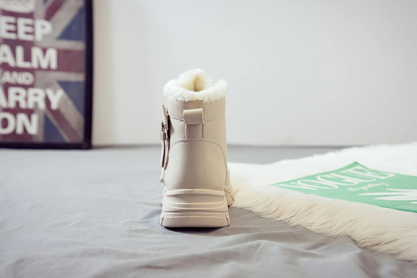 Bottines pour femme, bottes courtes, bottes d'hiver avec doublure épaisse et isolation, élégantes et polyvalentes, bottes d'hiver à semelle épaisse