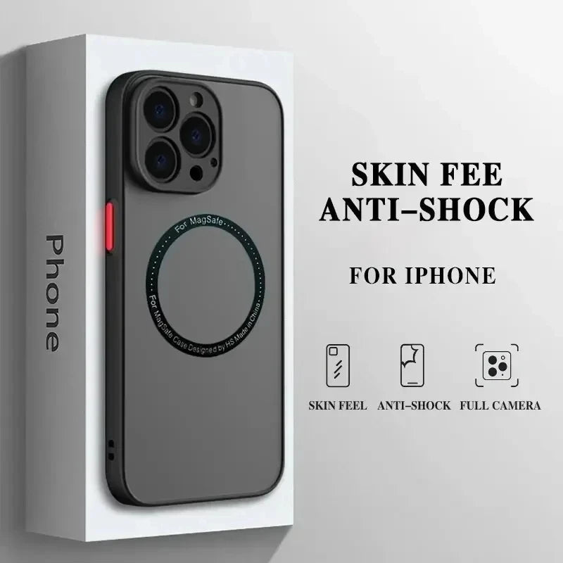 Luxury Matte Armor Magnetic For Magsafe Wireless Charge Case For iPhone 16 15 14 13 11 12 Pro Max 13 Mini 14 Plus Cover Fundas