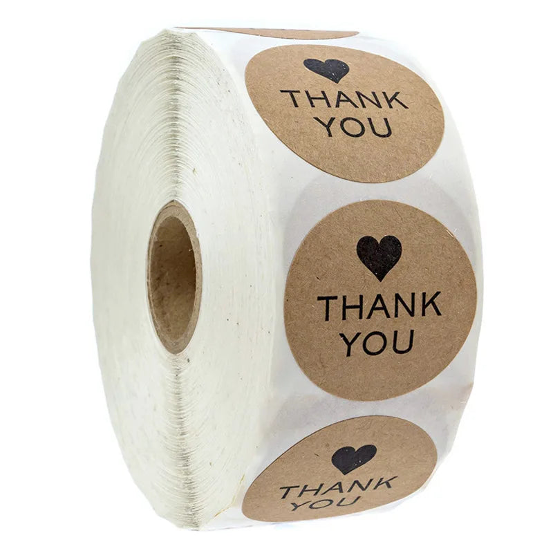 500 Pcs Baking Kraft Paper Heart Shape Labels for Packaging, Envelope Seals, Small Business, Wedding, Birthday, Party Gift Wrap