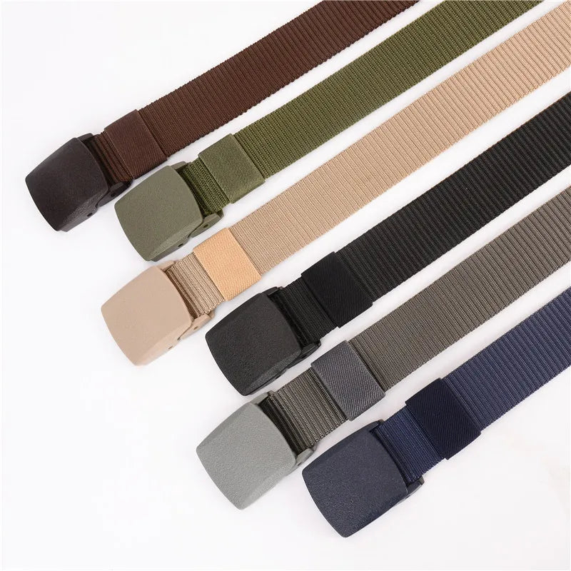 38mm Tactical Waist Belt Unisex Lightweight Weave Fabric with Plastic Buckle for Airport Security Men Women Camouflage Style