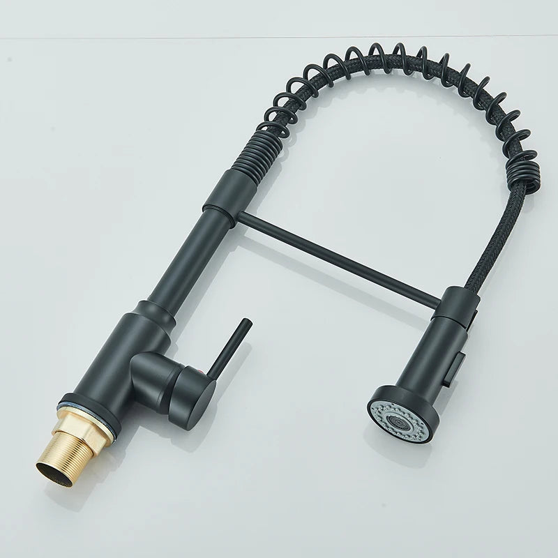 Chrome Spring Pull Down Kitchen Faucets Stream Spray Head Hot Cold Water Tap Stainless steel Rotation Kitchen Mixer Tap Crane - Shoppiline