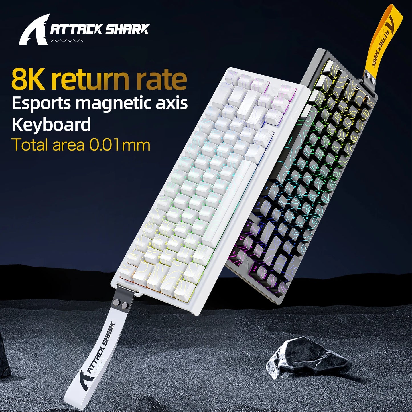 X68HE ATTACK SHARK X68PRO RGB Magnetic Mechanical Keyboard 0.01mm RT Accuracy 128K Rate 0.125ms and 8000Hz for E-sports