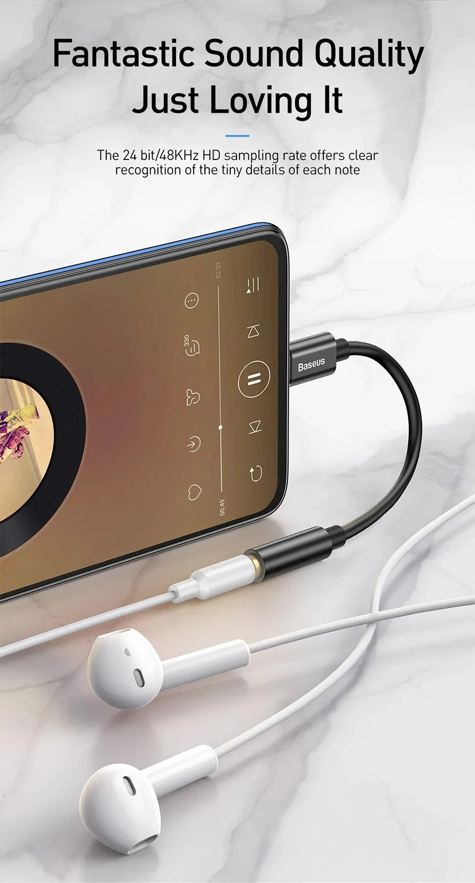 Baseus Type C to 3.5mm Earphone Jack AUX USB C Cable Adapter for Huawei P40 P30 Pro Xiaomi 10 9 Type C Headphone Audio Adapter