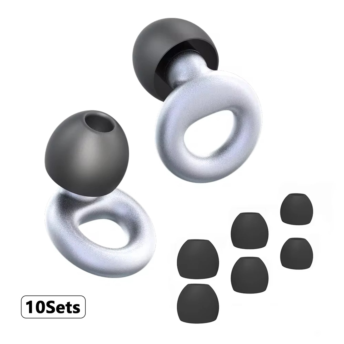 Plugs for Sleep,Swim, Work– Super Soft Silicone Ear Reusable Hearing Protection for Noise Reduction 8 Ear Tips in XS/S/M/L