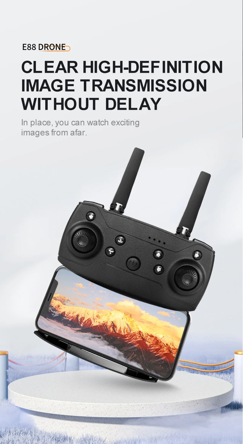 E88 ProIntelligent Folding Drone Supports single/Dual Camera Switching 4KPicture Quality+Wide-angle Shooting WiFiDirect Real-Tim - Shoppiline