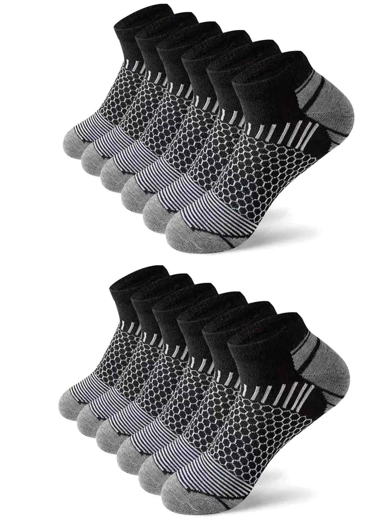 12Pairs High Qualit Athletic Socks Men's Ankle Socks Running Cyclling Waist Honeycomb Design And Firm Sports Leisure Socks Gifts