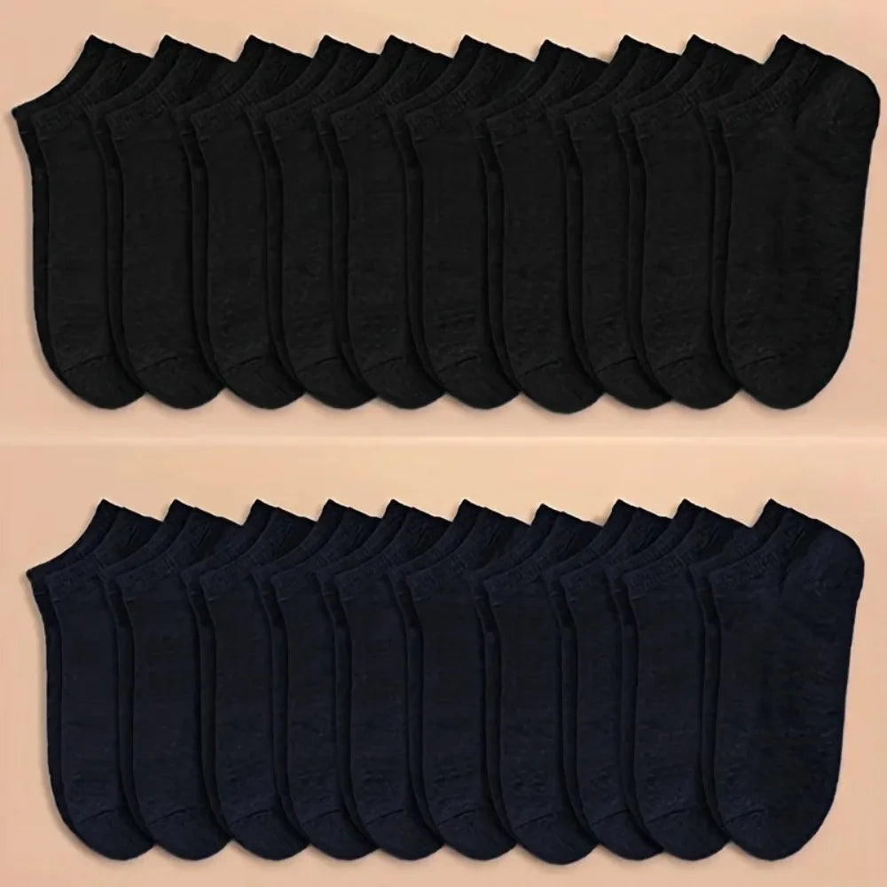 Unisex Ankle Socks 10/20/40 Pairs, Solid Color, Soft Lightweight No Show Socks, Bulk Value Pack, Men Women