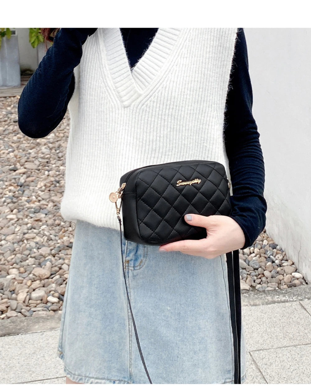2024 Quaste Kleine Umhängetasche für Damen Trend Lingge Stickerei Kamera Damen Umhängetasche Mode Kette Damen Crossbody Taschen