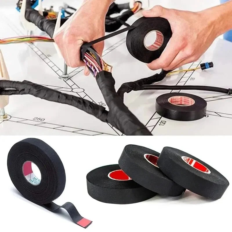15 Meter Heat-resistant Flame Retardant Tape Coroplast Adhesive Cloth Tape For Car Cable Harness Wiring Loom Protection - Shoppiline