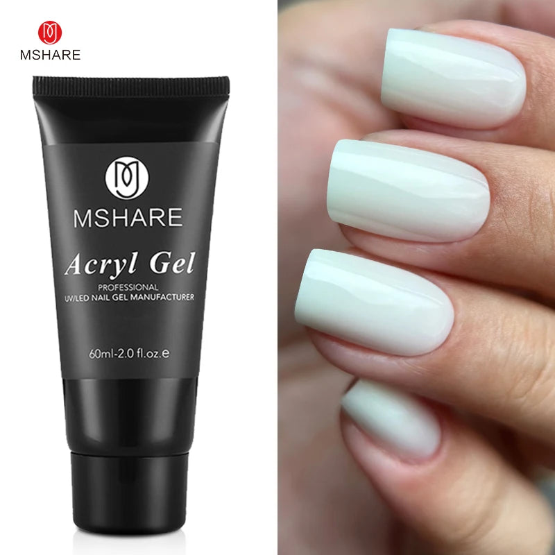 MSHARE Poly Nails Acryl Gel 60ml Builder UV Led Acrylgel Nagelverlängerungen Acryl Rosa Weiß Klar Acrylat HEMA TPO-freies Gel