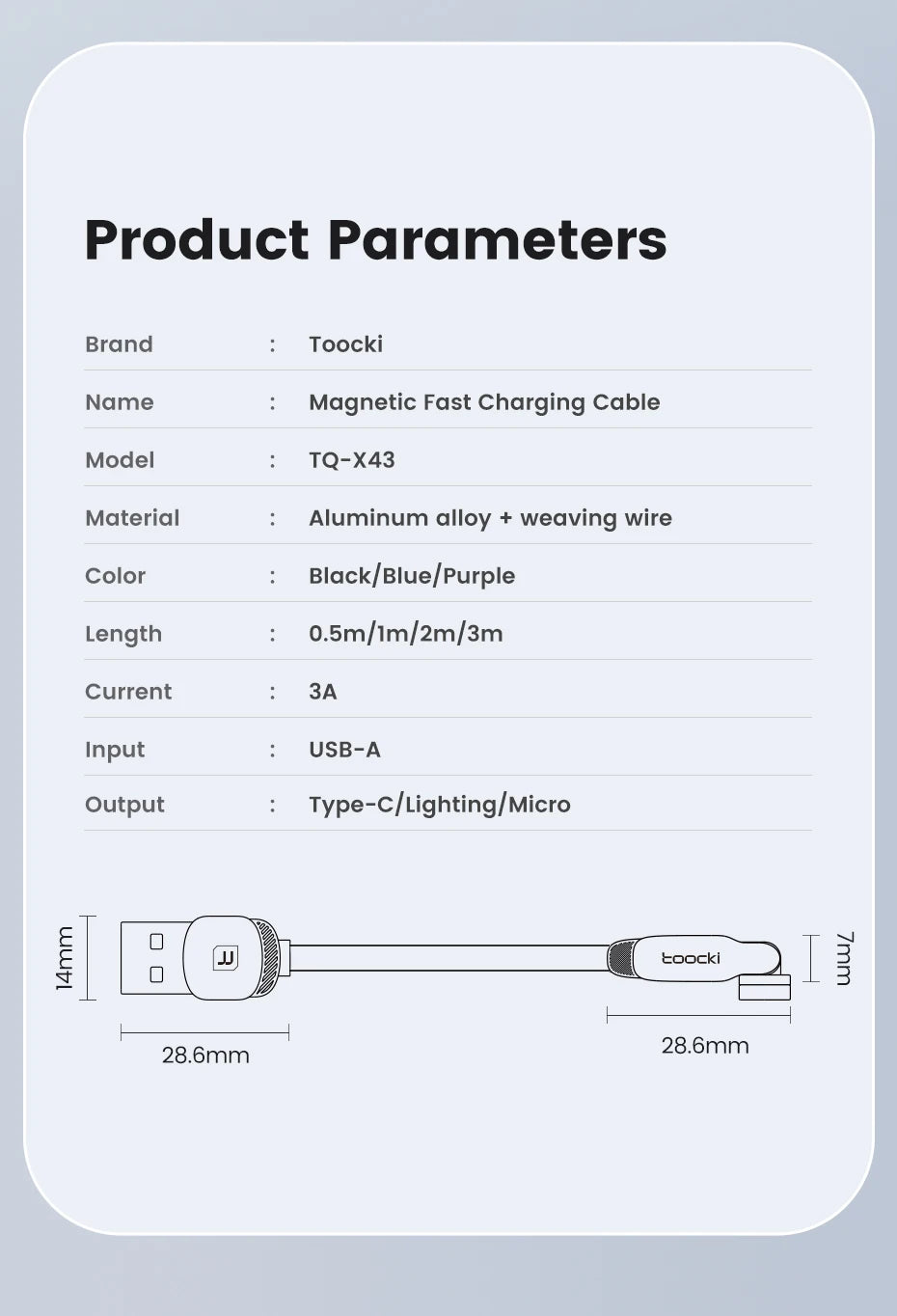 Toocki 540 Rotate Magnetic USB Type C Cable For iPhone 12 X Xiaomi Fast Charger Micro USB Type-C Magnet Charging Cable Data Wire
