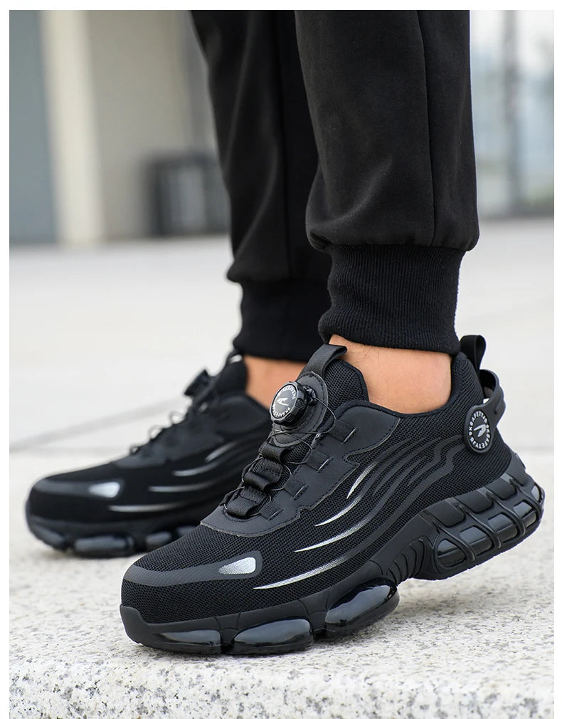 Rotary Buckle Work Safety Shoes For Men and Women Air Soft Sole Lightweight Protective Work Sneakers Men Breathable Boots - Shoppiline
