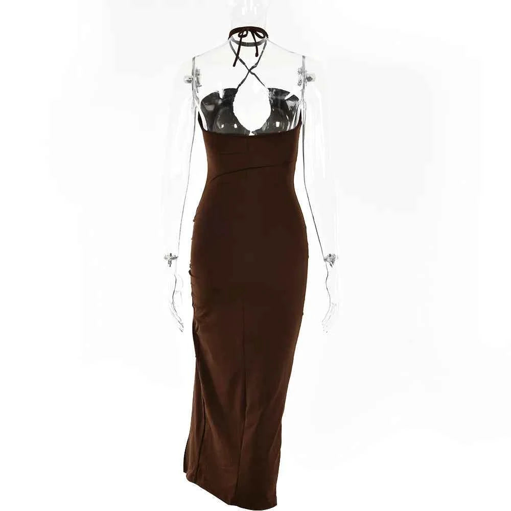 Sleeveless Sexy Female Midi Backless Dresses Slim Night Club Party Women's Dress Bodycon Vestidos Elegantes Para Mujer