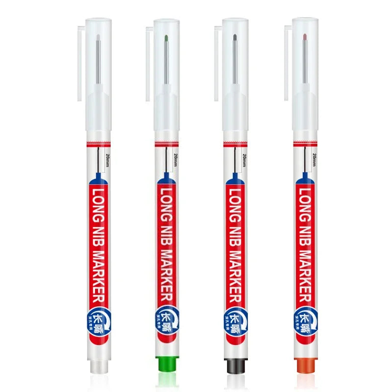 4Pcs/Set 20mm Deep Hole Long Nib Head Markers For Metal Perforating Pen Waterproof Bathroom Woodworking Decoration Multi-Purpose