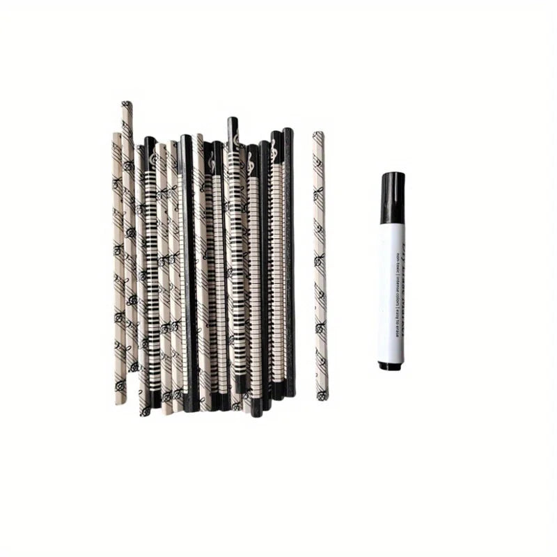 10Pcs Piano Music Note Pencil + 4pcs Pencil Eraser Stationery HB Wooden Painting Sketch Pen Exquisite Gift