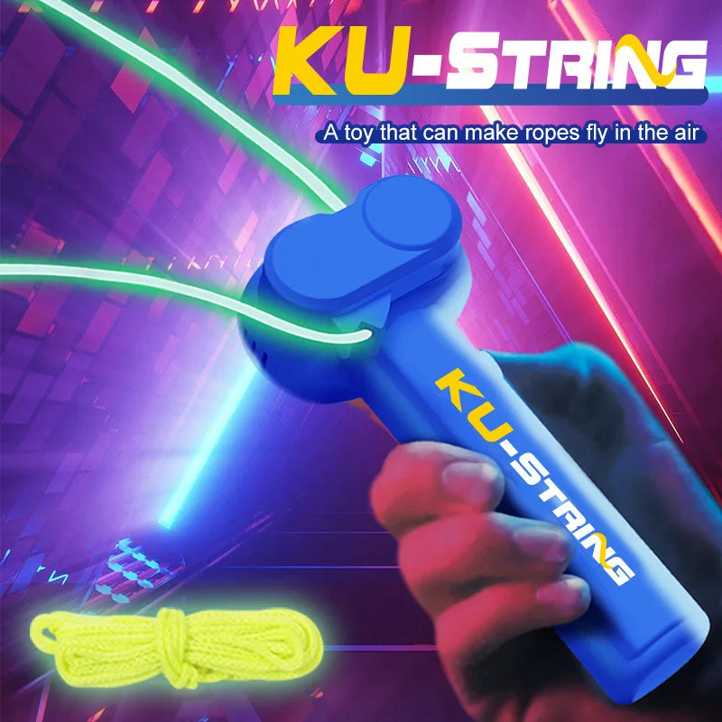 USB Rechargeable Glow String Launcher Toy Luminous Rope Shooter ABS Decompression Fidget Toy 3M Yarn for Kids Adults Party Gift