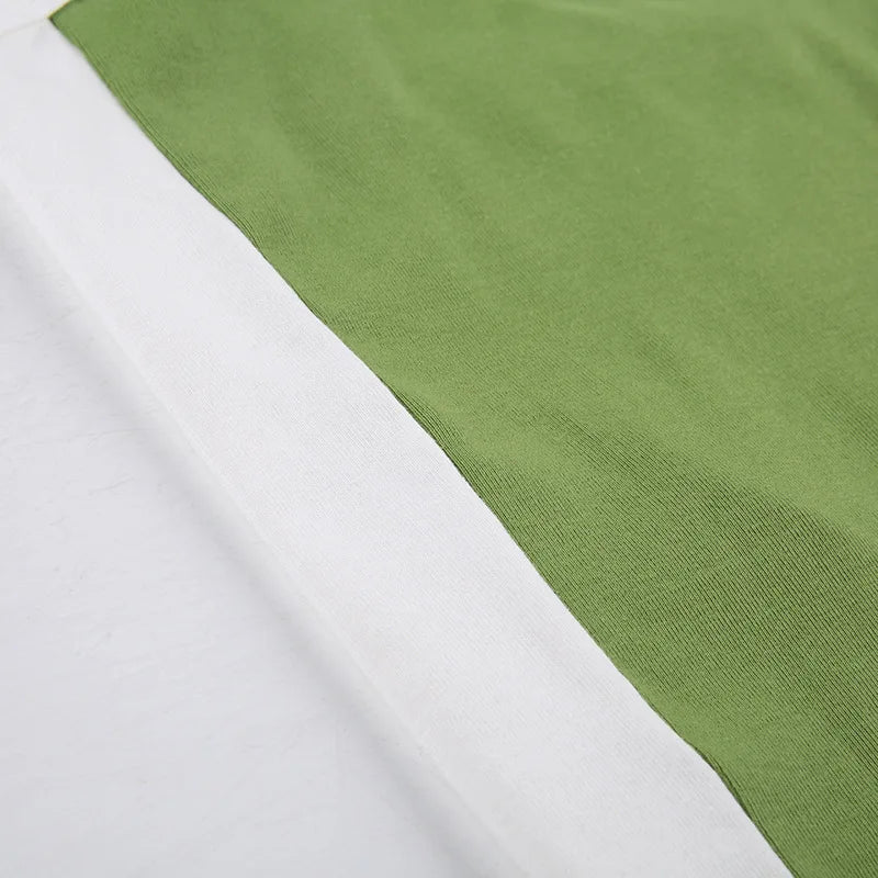 Débardeurs courts en maille sans manches Vert Sexy Basique Patchwork Été 2023 Casual Cami Dos nu Y2k Vintage Débardeur Femme