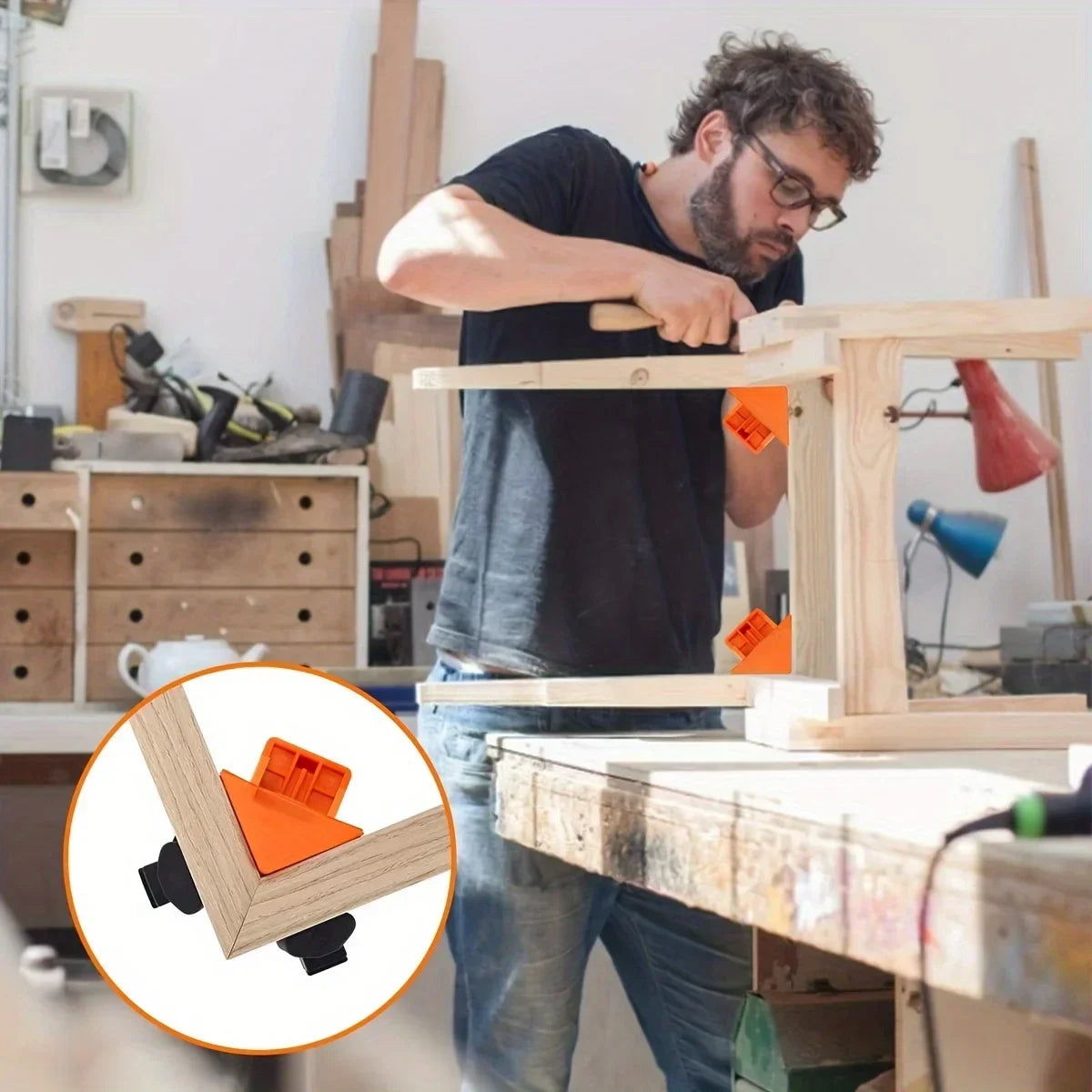 2pcs 90 Degree Corner Clamps For Woodworking, Fast Adjustable Quick Spring Loaded Woodworking Clamps,Cabinets,Photo Framing - Shoppiline