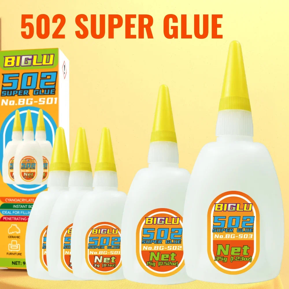 BIGLU 502 Super Glue Quick-drying Cyanoacrylate Instant Leather Rubber Wood Metal Strong Bond Liquid Adhesive Tool