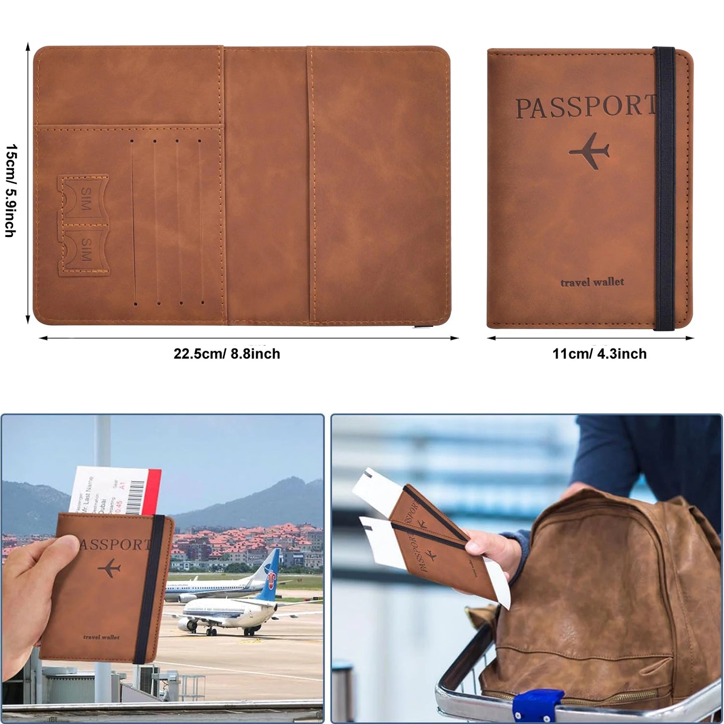 Reisepasshülle für Reiseutensilien Reisepass-Brieftaschen-Etui für Reisezubehör, Reisepassbuchhüllen für Damen/Herren