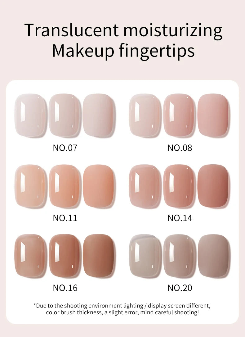 Lot de 1/6 vernis à ongles semi-permanents, 15 ml, effet gelée glacée, UV/LED – kit, sans formaldéhyde. Ovale, brillant. Idéal pour salon et DIY.