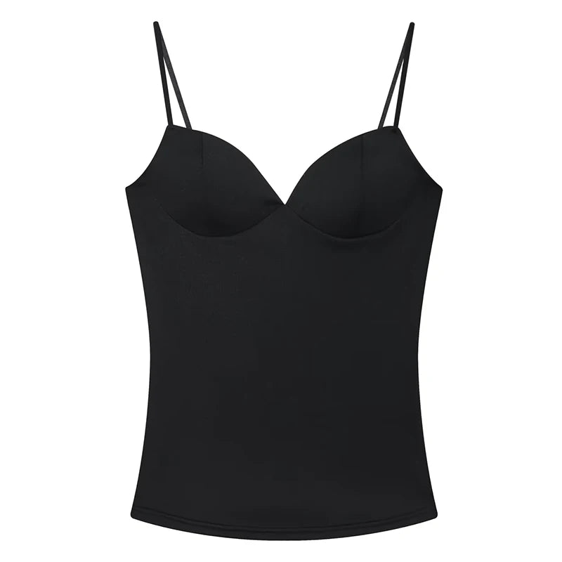 HXAO Sleeveless Crop Tops For Woman Corset Camisole Brown Top Women Bodycon Backless Sexy Tops With Straps Bustier Tank Tops
