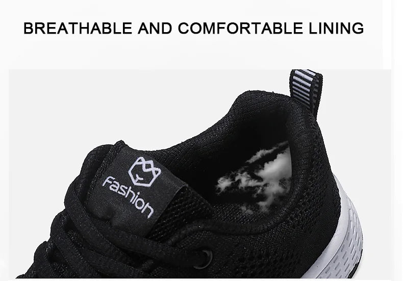 Women Casual Shoes Breathable Walking Mesh Lace Up Flat Shoes Sneakers Women Tenis Feminino Pink Black White