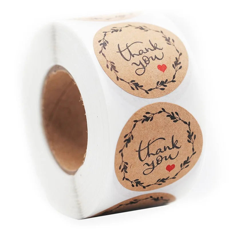 500 Pcs Baking Kraft Paper Heart Shape Labels for Packaging, Envelope Seals, Small Business, Wedding, Birthday, Party Gift Wrap