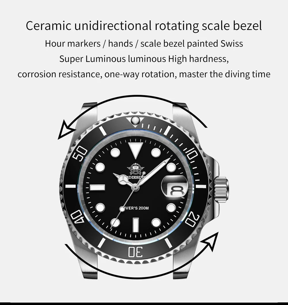 ADDIESDIVE Stainless Steel Watch Men's European and American Business Leisure Quartz Watch Waterproof Outdoor Sports Watch