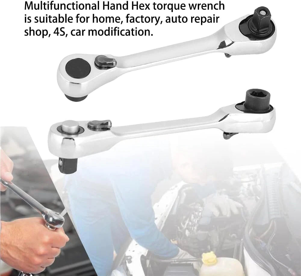 2 in 1 Socket Ratchet Wrench Mini Double Head One Quarter Batch Head Screwdriver Handle 72 Teeth Fast Small Wrench - Shoppiline