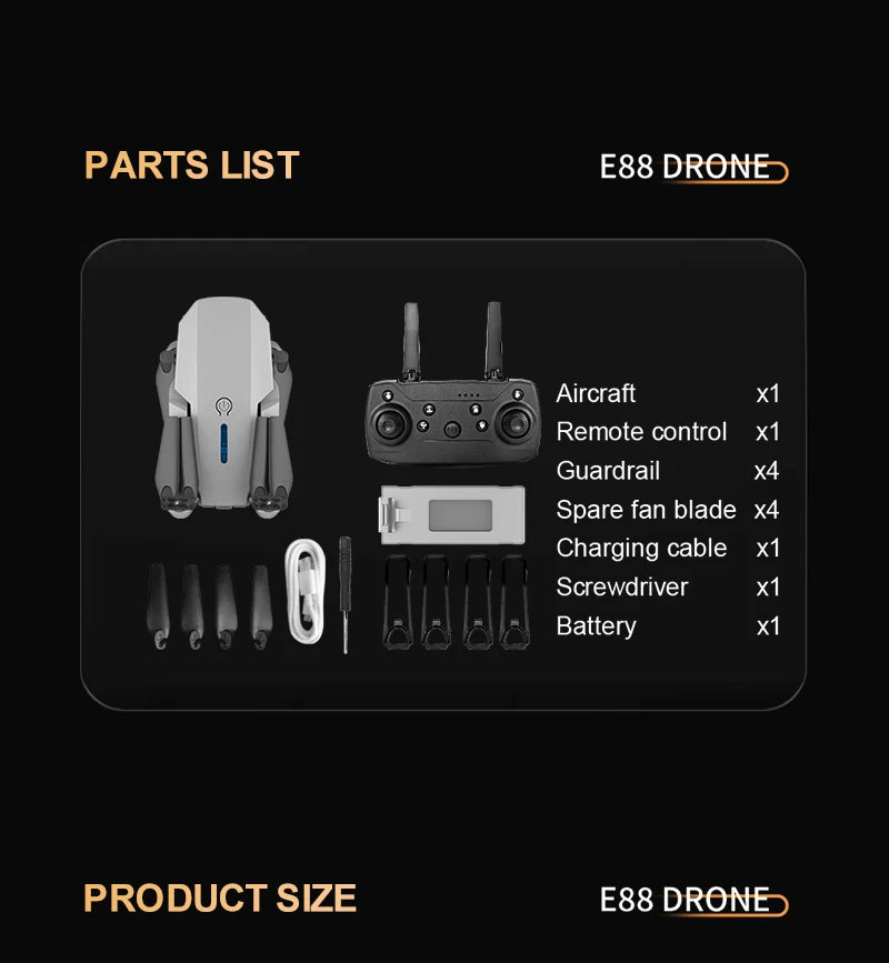 E88 ProIntelligent Folding Drone Supports single/Dual Camera Switching 4KPicture Quality+Wide-angle Shooting WiFiDirect Real-Tim - Shoppiline