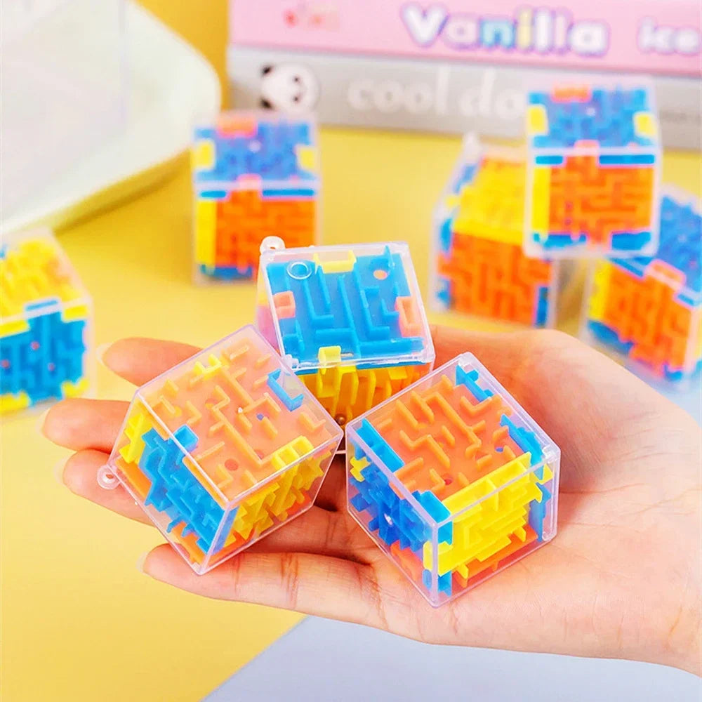 Mini 3D Maze Magic Cube Six-sided Transparent Puzzle Speed Cube Rolling Ball Cubes Maze Toys For Stress Reliever Toys