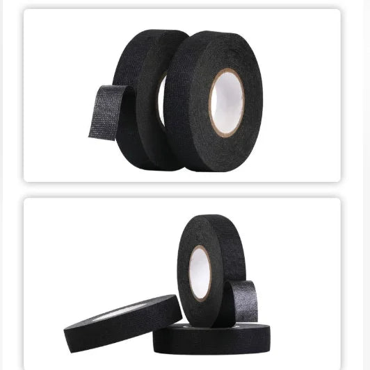 15M 9/15/19/25/32MM Heat-resistant Adhesive Cloth Fabric Tape For Automotive Cable Tape Harness Wiring Loom Electrical Heat Tape
