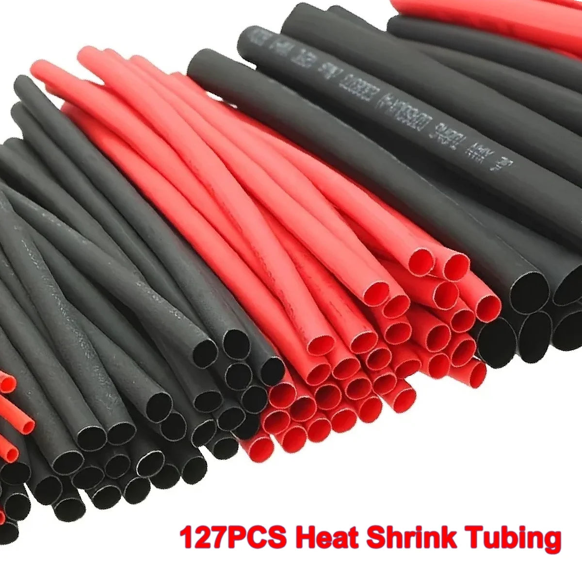 Kit de 127 gaines thermorétractables noires et rouges 2:1, assortiment de tubes en polyoléfine, manchons de câbles de voiture, kit de fils enveloppants