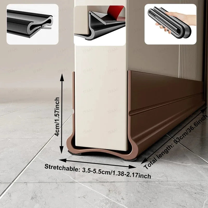 PVC Flexible Door Bottom Sealing Strip Under Door Draft Stopper Sealing Strip OundProof Gasket Weatherstrip Window Draft Guard - Shoppiline