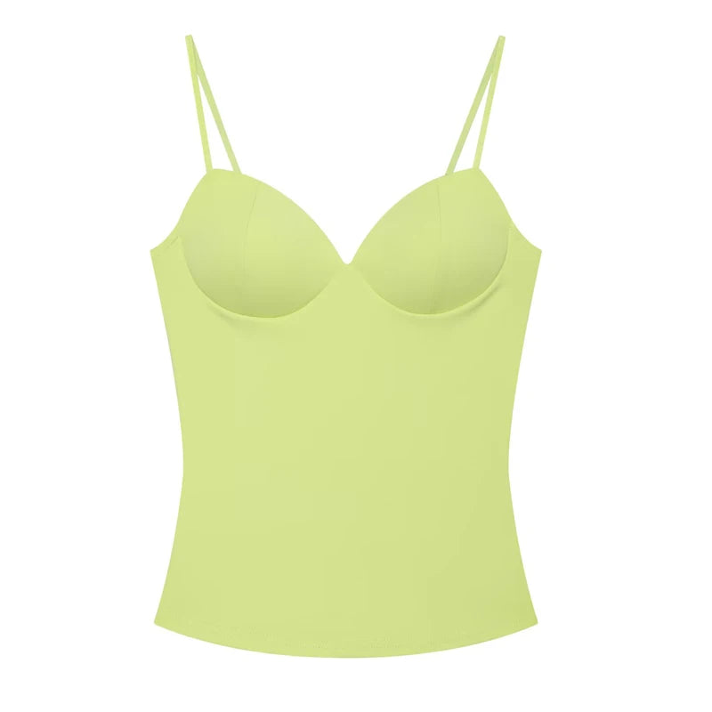 HXAO Sleeveless Crop Tops For Woman Corset Camisole Brown Top Women Bodycon Backless Sexy Tops With Straps Bustier Tank Tops