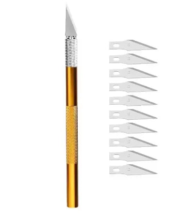 Engraving Cutter with Blade Metal Handle, Craft Carving, Sculpture Paper, Non-Slip Knife, DIY Repair, Leather Tools