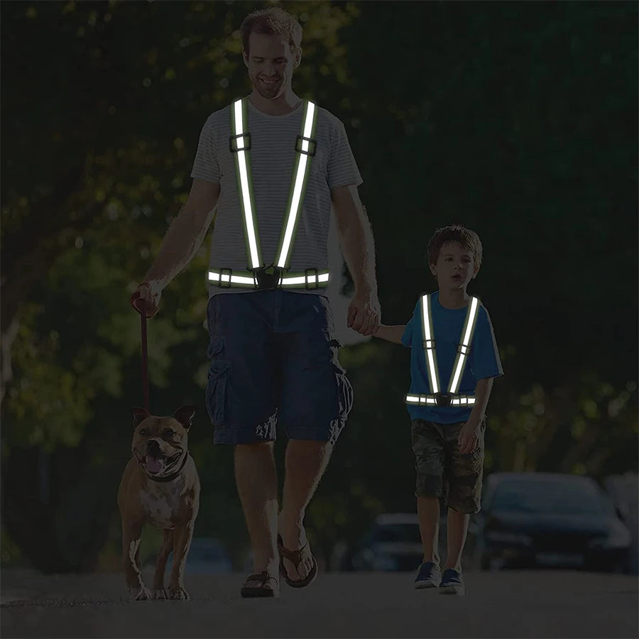 Adjustable Lightweight Reflective Vest for Outdoor Night Walking Biking Safety Gear Waterproof Running Safety Vests with Straps