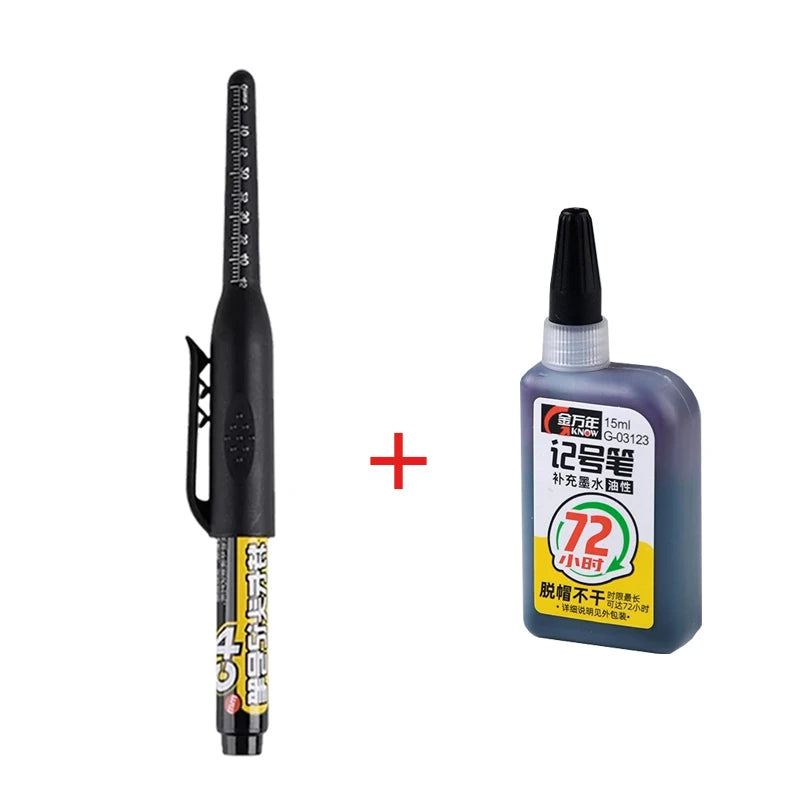 45mm Waterproof Long Head Nib Deep Hole Markers Pen Tile Carpenter Pen Multi-purpose for Woodworking Black/Blue/Red Ink
