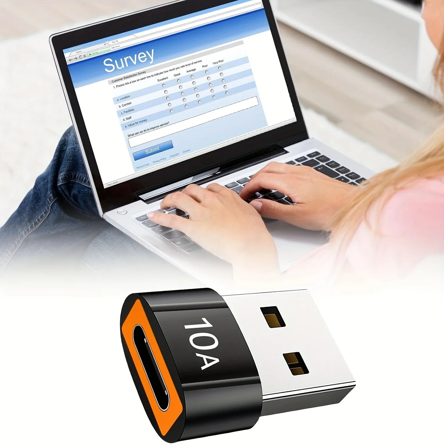 10A USB to Type C Adapter Fast Charging Connector Type C Male to USB Female Converter OTG for Laptop Xiaomi Samsung USB-C otg