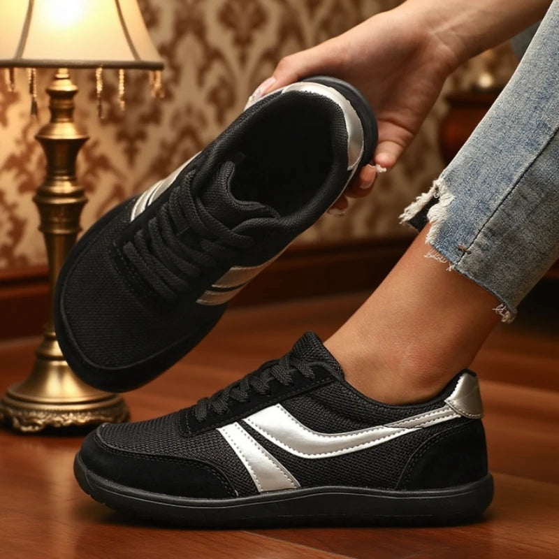 Damen-Sneaker Barfuß Freizeit Weit Modisch Canvas Flacher Board-Schuh 2025 Neu Breite Zehenpartie Atmungsaktiver Mesh-Laufschuh