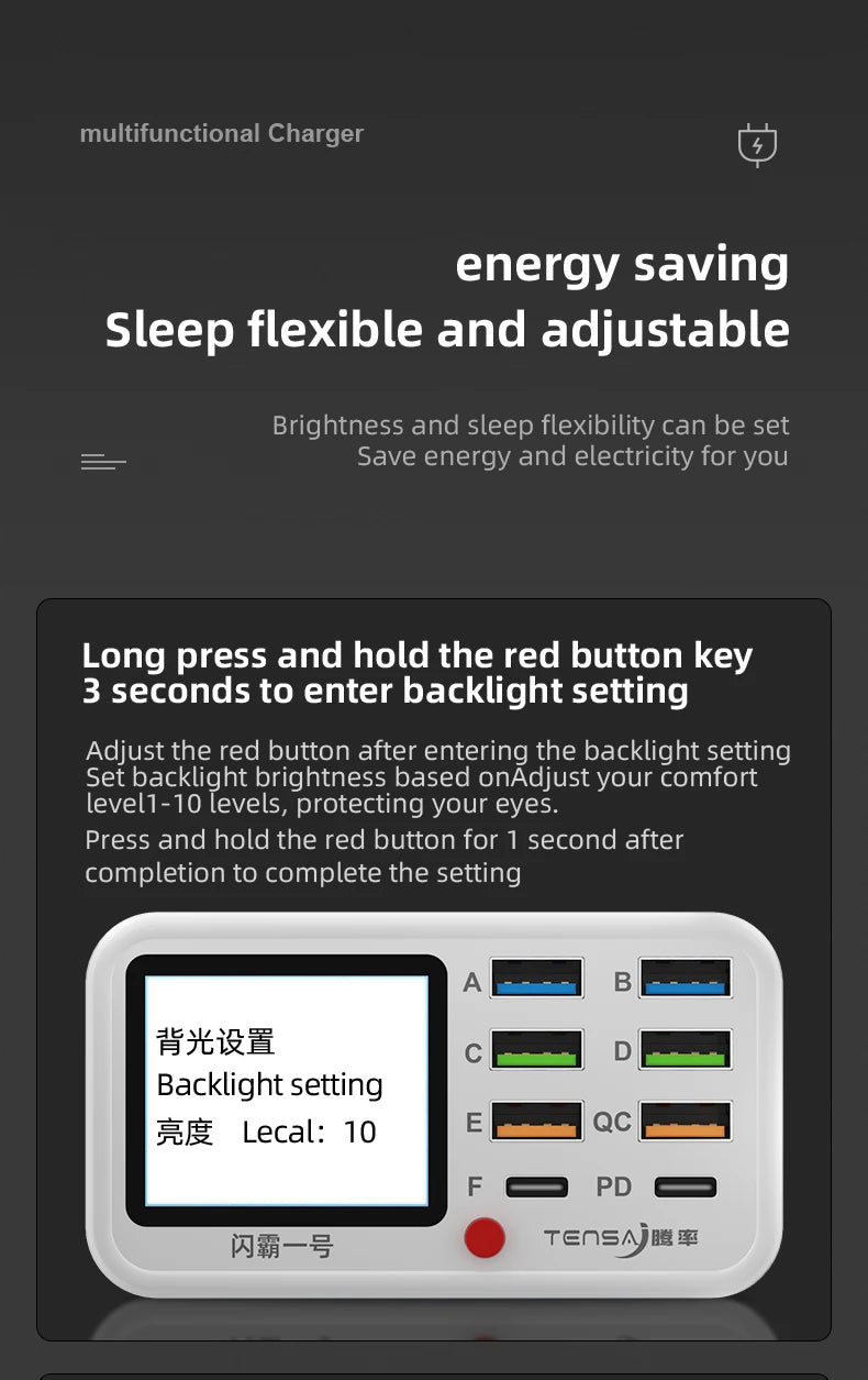 Multi functional 8-port USB Wireless Fast Charging Station Visual Current Detection Charger For Mobile Phone iPad Flash Charging - Shoppiline