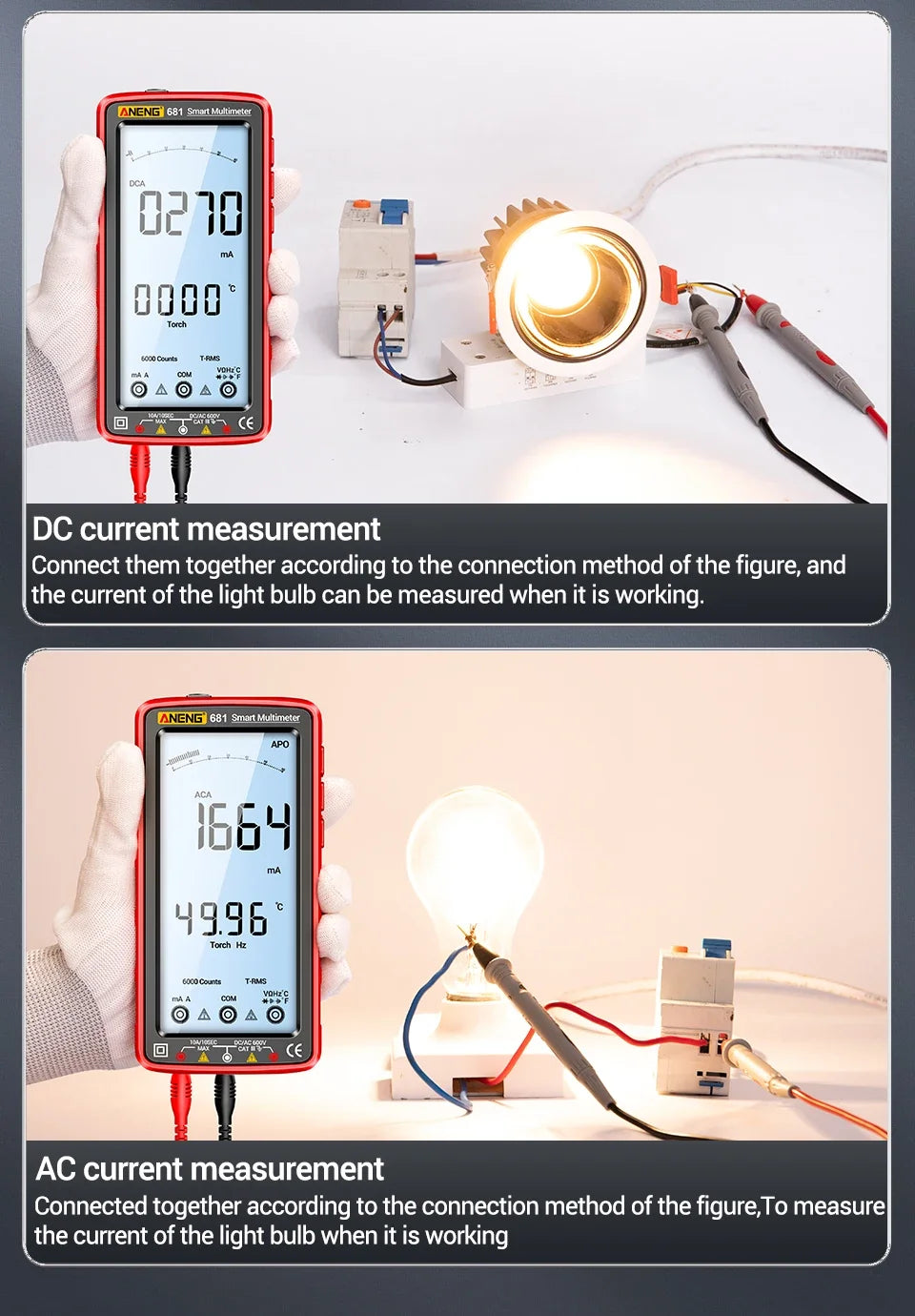 ANENG 681 Non-contact Voltage Tester AC/DC Rechargable Digital Professional MultimeterVoltage Meter LCD Screen Current Tester - Shoppiline