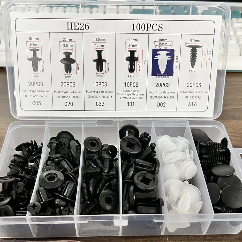 Auto Fastener Clip Mixed Car Body Push Retainer Pin Rivet Bumper Door Trim Panel Fastener Kit Car Clip 100/50 Box /Bag packaging