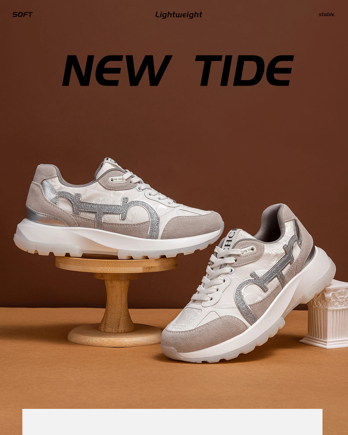 CHCH Women Tennis Shoes New Leather Splicing Student Sports Shoes