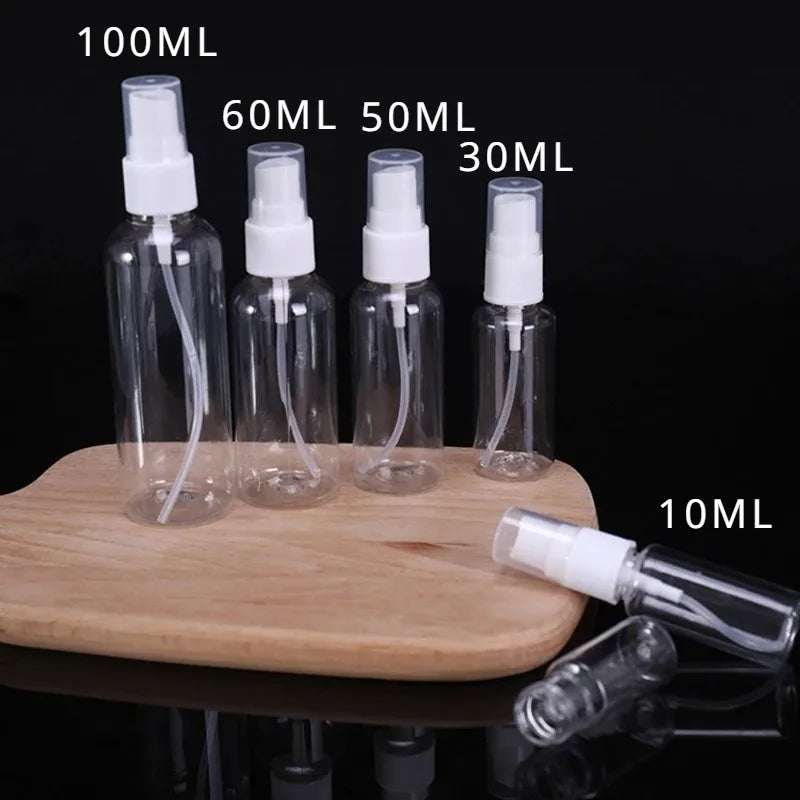 3/5/10pcs Refillable 10ml 30ml 50ml 60ml 100ml Clear PET Plastic Portable Spray Bottle Empty Perfume Container