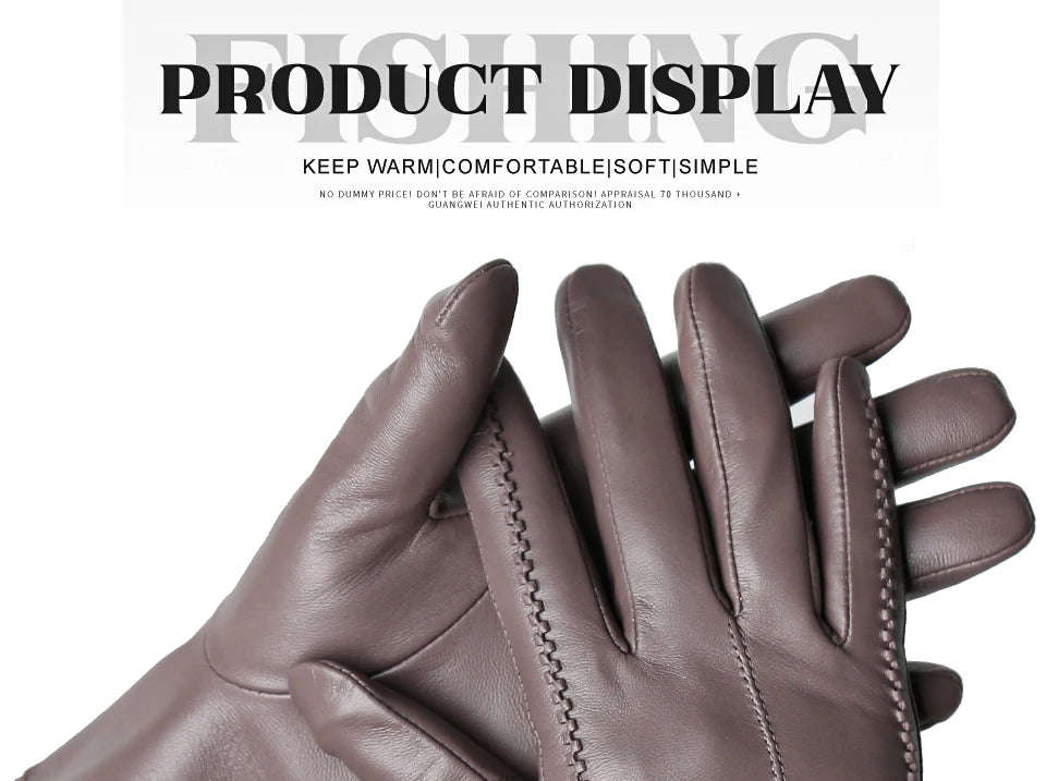 Women's sheepskin gloves winter warm plus velvet short thin touch screen driving color women's leather gloves good quality -2226