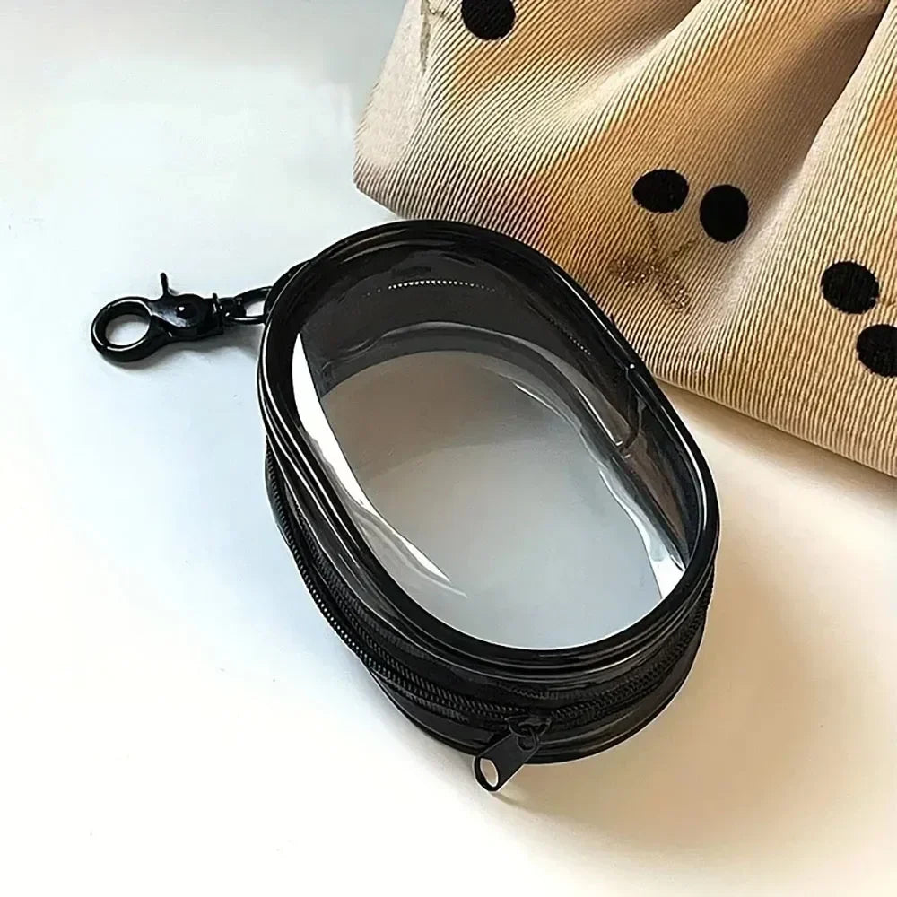 1/2Pcs Transparent Plush Doll Display Organizer Bag with Keychain Portable Protector Box for Dolls Earphone Case Outdoor Carry
